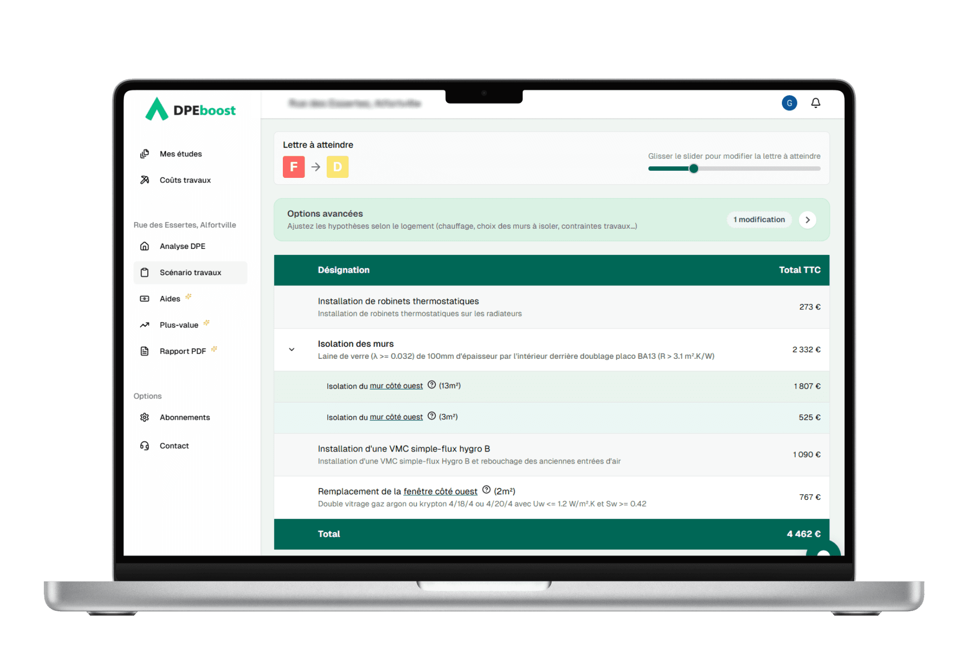 Simulation de travaux sur DPEboost