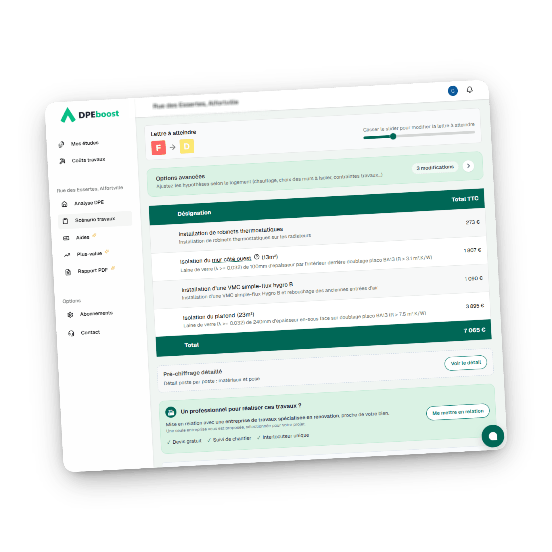 Simulation travaux sur DPEboost