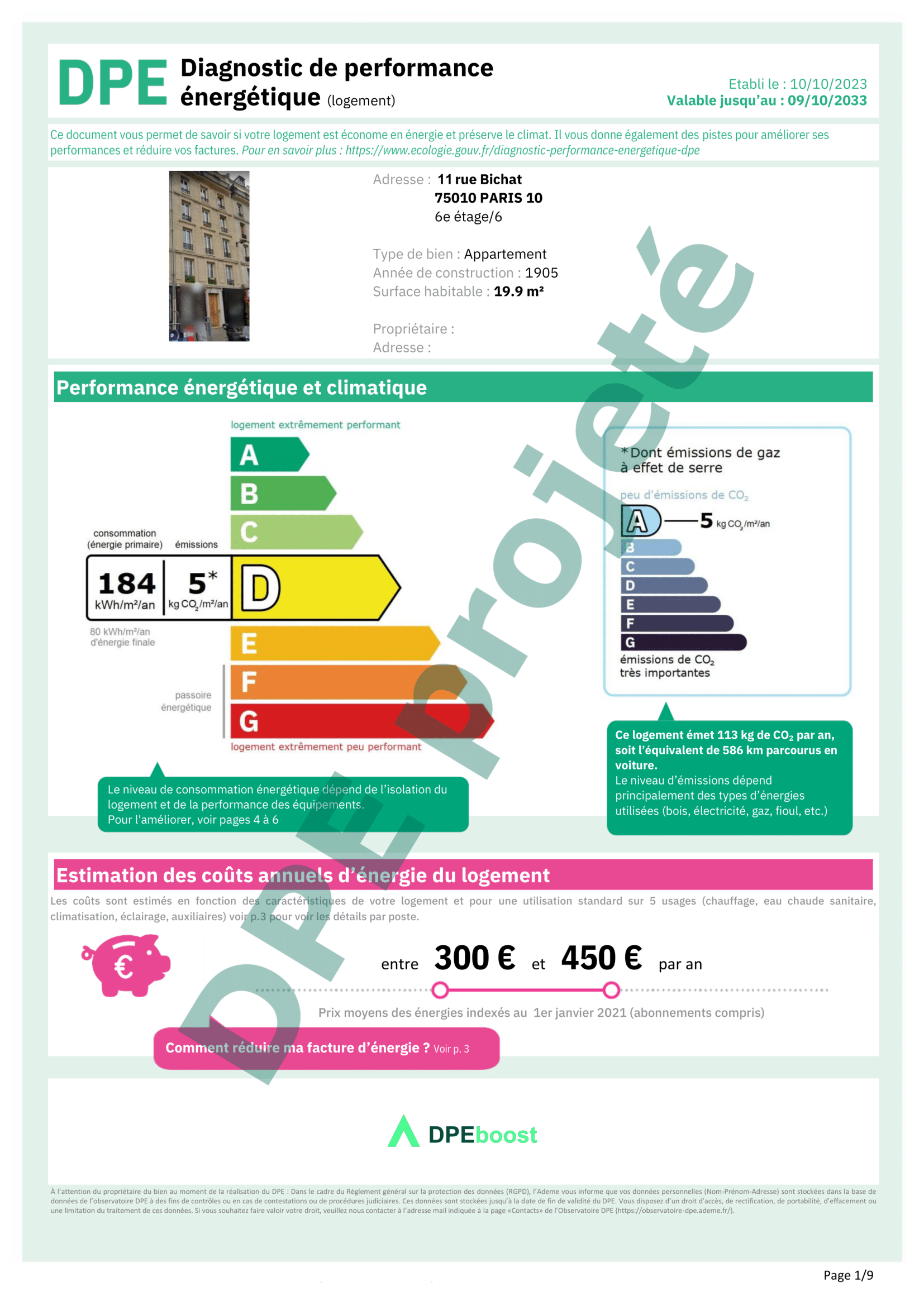 Exemple de DPE projeté